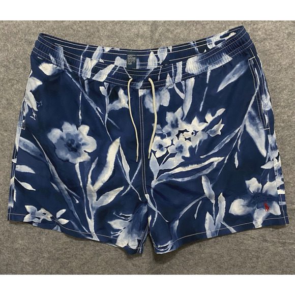 Polo Ralph Lauren Swim Trunks Mens 3XB Blue Floral‎ Pockets Pony Logo - Picture 1 of 11